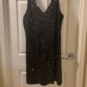 Black sequinned Le Chateau knee length bodycon dress